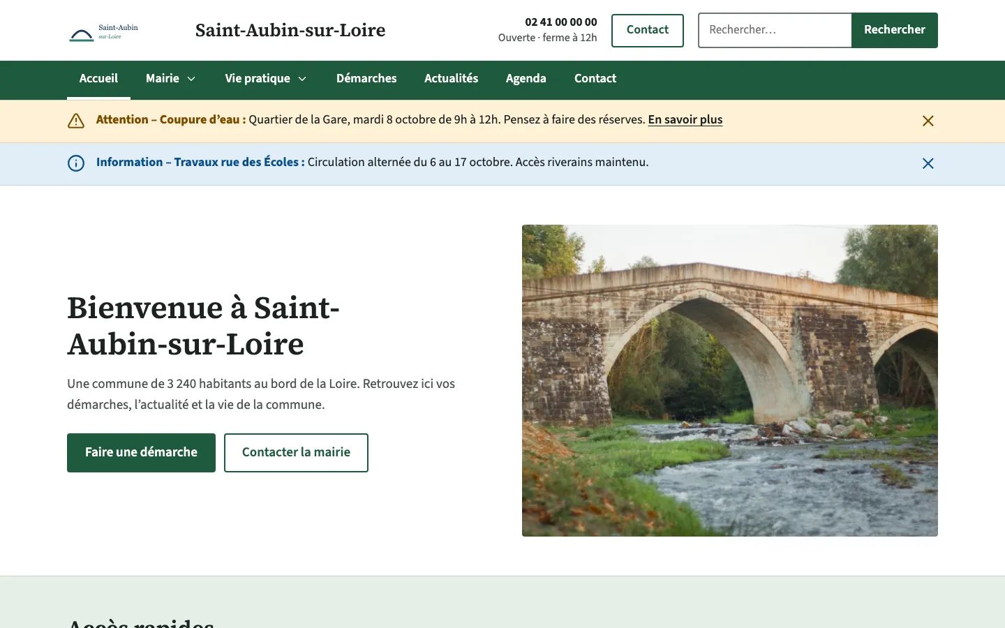 Page d’accueil de Saint-Aubin-sur-Loire dans le thème Institutionnel.