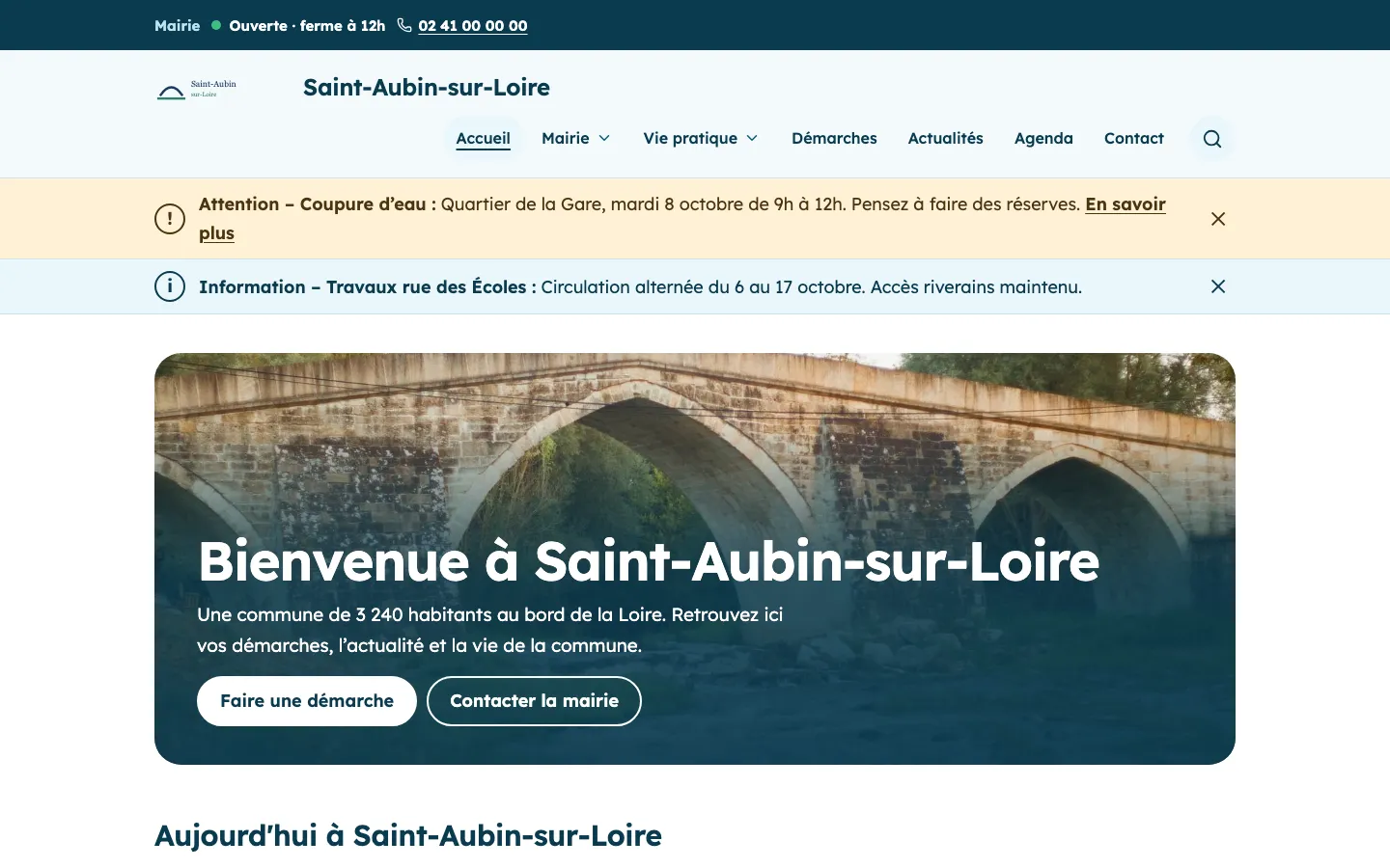 Page d’accueil de Saint-Aubin-sur-Loire dans le thème Littoral.