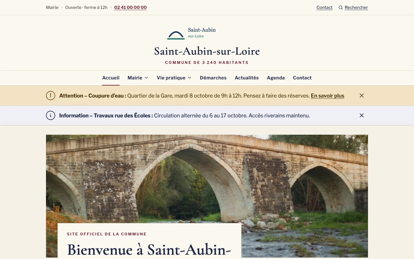 Page d’accueil de Saint-Aubin-sur-Loire dans le thème Patrimoine.
